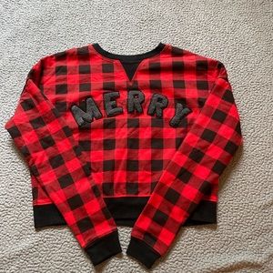 MERRY Christmas Plaid Sweater S
